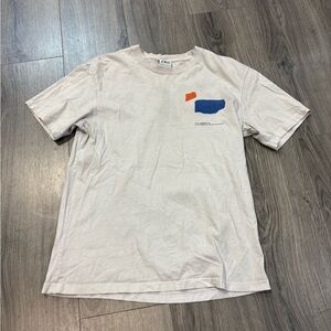 Zara White Tee with Blue and Orange Details